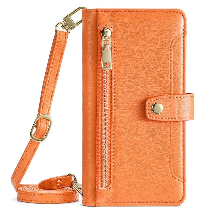 For Honor Magic6 5G Sheep Texture Cross-body Zipper Wallet Leather Phone Case(Orange) - Honor Cases by PMC TechLife | Online Shopping South Africa | PMC TechLife | Buy Now Pay Later Mobicred