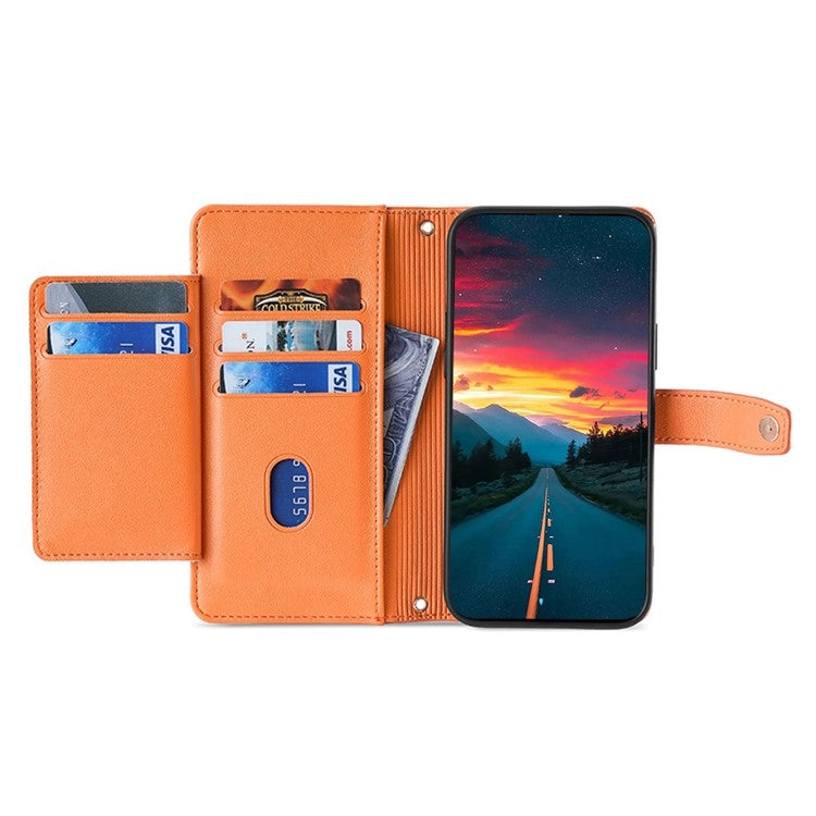 For Honor 200 5G Sheep Texture Cross-body Zipper Wallet Leather Phone Case(Orange) - Honor Cases by PMC TechLife | Online Shopping South Africa | PMC TechLife | Buy Now Pay Later Mobicred