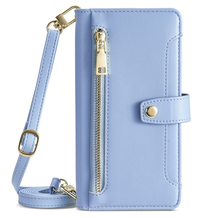 For Huawei nova 12 5G Sheep Texture Cross-body Zipper Wallet Leather Phone Case(Blue) - Huawei Cases by PMC TechLife | Online Shopping South Africa | PMC TechLife | Buy Now Pay Later Mobicred