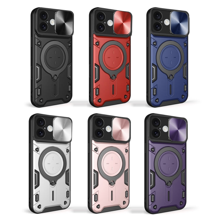 For iPhone 16 CD Texture Sliding Camshield Magnetic Holder Phone Case(Red) - iPhone 16 Cases by PMC TechLife | Online Shopping South Africa | PMC TechLife | Buy Now Pay Later Mobicred