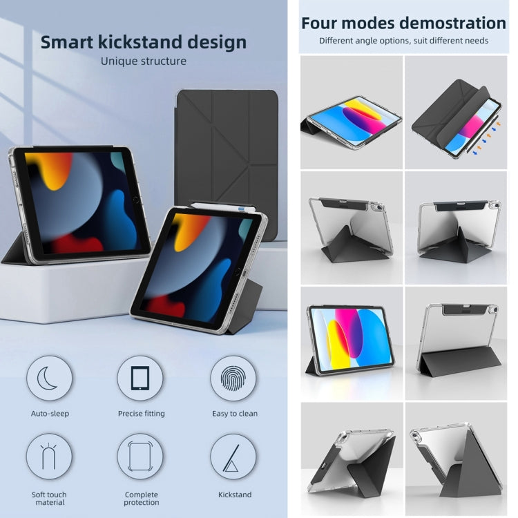 For iPad  Air 2022 / 2020 10.9 Mutural Deformation Stand Smart Leather Tablet Case(Black) - free shipping - PMc TechLife - Order now!
