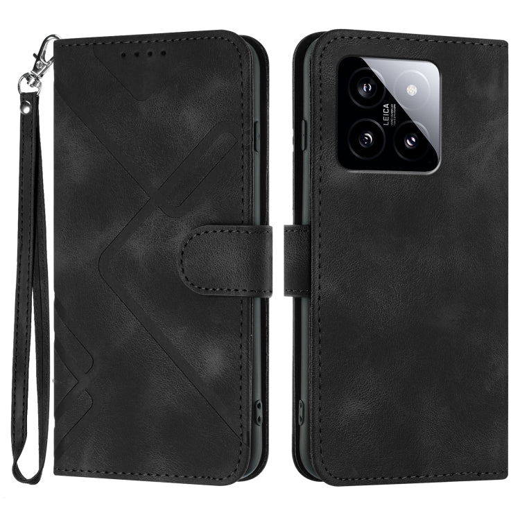 For Xiaomi 14 Line Pattern Skin Feel Leather Phone Case(Black) - 14 Cases by PMC Jewellery | Online Shopping South Africa | PMC Jewellery | Buy Now Pay Later Mobicred