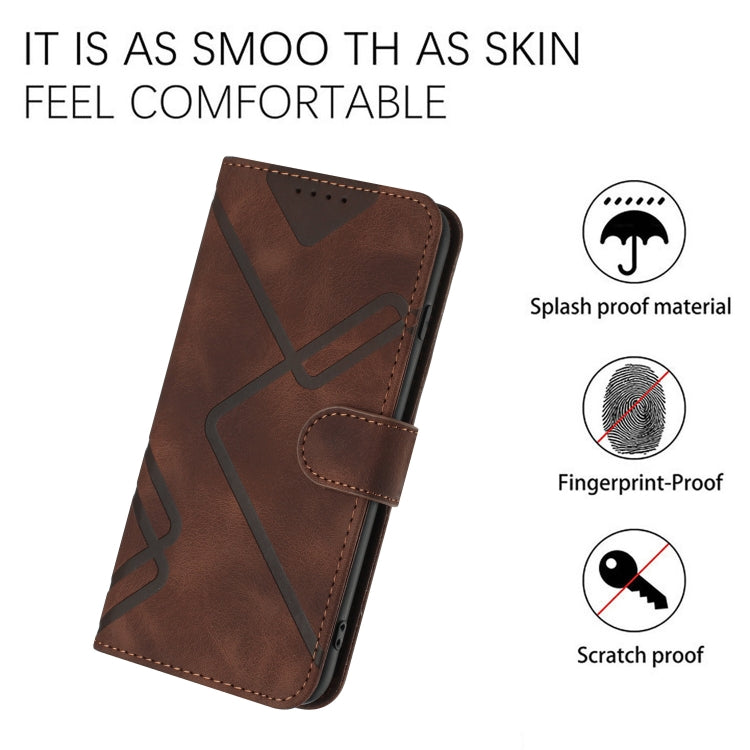 For Xiaomi Redmi K70 Line Pattern Skin Feel Leather Phone Case(Coffee) - K70 Cases by PMC TechLife | Online Shopping South Africa | PMC TechLife | Buy Now Pay Later Mobicred