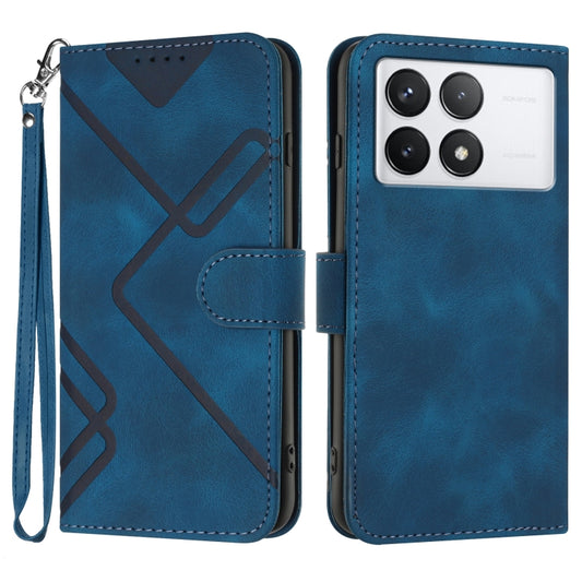 For Xiaomi Redmi K70E Line Pattern Skin Feel Leather Phone Case(Royal Blue) - K70E Cases by PMC Jewellery | Online Shopping South Africa | PMC Jewellery | Buy Now Pay Later Mobicred