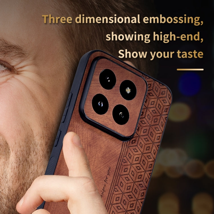 For Xiaomi 14 Pro AZNS 3D Embossed Skin Feel Phone Case(Brown) - 14 Pro Cases by AZNS | Online Shopping South Africa | PMC Jewellery | Buy Now Pay Later Mobicred