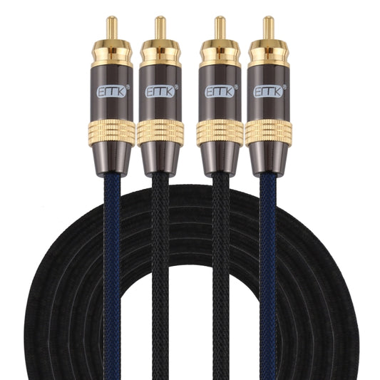 EMK 2 x RCA Male to 2 x RCA Male Gold Plated Connector Nylon Braid Coaxial Audio Cable for TV / Amplifier / Home Theater / DVD, Cable Length:3m(Black) - Audio Optical Cables by EMK | Online Shopping South Africa | PMC Jewellery | Buy Now Pay Later Mobicred