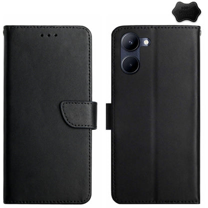 For vivo Y03 4G Genuine Leather Fingerprint-proof Flip Phone Case(Black) - vivo Cases by PMC Jewellery | Online Shopping South Africa | PMC Jewellery | Buy Now Pay Later Mobicred