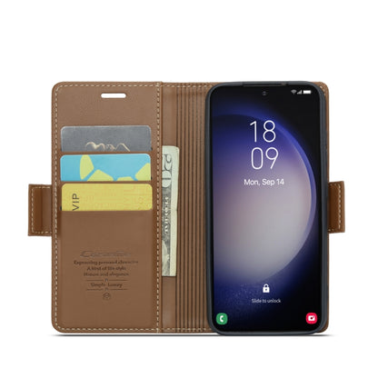 For Samsung Galaxy S23+ 5G CaseMe 023 Butterfly Buckle Litchi Texture RFID Anti-theft Leather Phone Case(Brown) - Galaxy Phone Cases by CaseMe | Online Shopping South Africa | PMC Jewellery | Buy Now Pay Later Mobicred