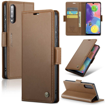 For Samsung Galaxy A70/A70s CaseMe 023 Butterfly Buckle Litchi Texture RFID Anti-theft Leather Phone Case(Brown) - Galaxy Phone Cases by CaseMe | Online Shopping South Africa | PMC Jewellery | Buy Now Pay Later Mobicred