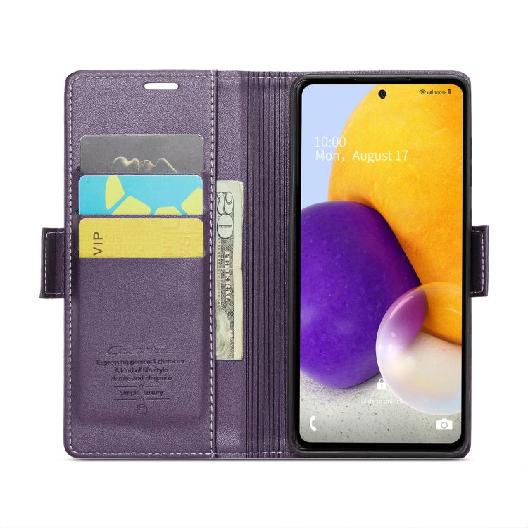 For Samsung Galaxy A72 CaseMe 023 Butterfly Buckle Litchi Texture RFID Anti-theft Leather Phone Case(Pearly Purple) - Galaxy Phone Cases by CaseMe | Online Shopping South Africa | PMC Jewellery | Buy Now Pay Later Mobicred