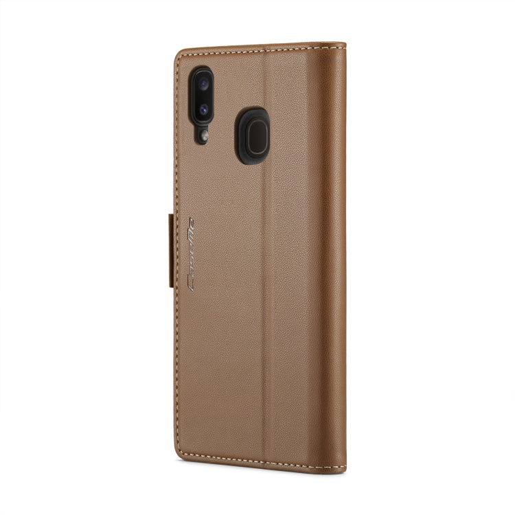 For Samsung Galaxy A20/A30/M10s CaseMe 023 Butterfly Buckle Litchi Texture RFID Anti-theft Leather Phone Case(Brown) - Galaxy Phone Cases by CaseMe | Online Shopping South Africa | PMC Jewellery | Buy Now Pay Later Mobicred