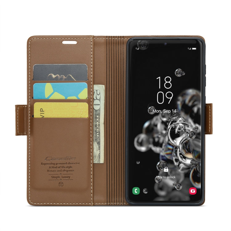 For Samsung Galaxy S20 Ultra CaseMe 023 Butterfly Buckle Litchi Texture RFID Anti-theft Leather Phone Case(Brown) - Galaxy Phone Cases by CaseMe | Online Shopping South Africa | PMC Jewellery | Buy Now Pay Later Mobicred