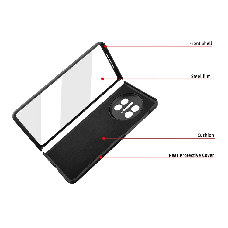 For Huawei Mate X3 Litchi Texture Integrated Shockproof Phone Case with Holder(Gold) - Huawei Cases by PMC TechLife | Online Shopping South Africa | PMC TechLife | Buy Now Pay Later Mobicred