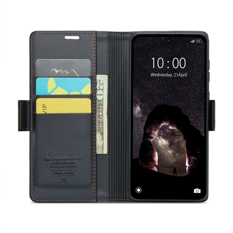 For Xiaomi Redmi Note 13 5G CaseMe 023 Butterfly Buckle Litchi Texture RFID Anti-theft Leather Phone Case(Black) - Xiaomi Cases by CaseMe | Online Shopping South Africa | PMC Jewellery | Buy Now Pay Later Mobicred