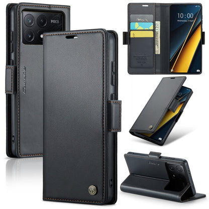 For Xiaomi Poco X6 Pro 5G/Redmi K70E 5G CaseMe 023 Butterfly Buckle Litchi Texture RFID Anti-theft Leather Phone Case(Black) - K70E Cases by CaseMe | Online Shopping South Africa | PMC Jewellery | Buy Now Pay Later Mobicred