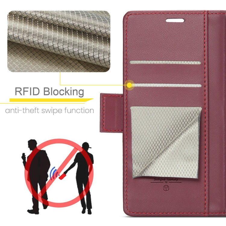 For Xiaomi Redmi Note 13 4G CaseMe 023 Butterfly Buckle Litchi Texture RFID Anti-theft Leather Phone Case(Wine Red) - Xiaomi Cases by CaseMe | Online Shopping South Africa | PMC Jewellery | Buy Now Pay Later Mobicred