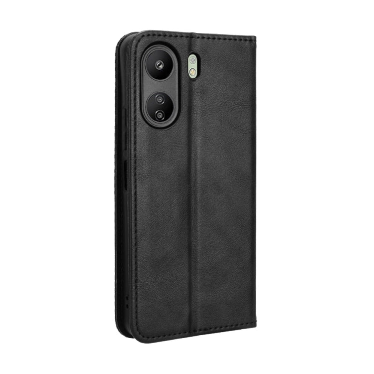 For Xiaomi Redmi 13C 4G / Poco C65 4G Magnetic Buckle Retro Texture Leather Phone Case(Black) - 13C Cases by PMC Jewellery | Online Shopping South Africa | PMC Jewellery | Buy Now Pay Later Mobicred