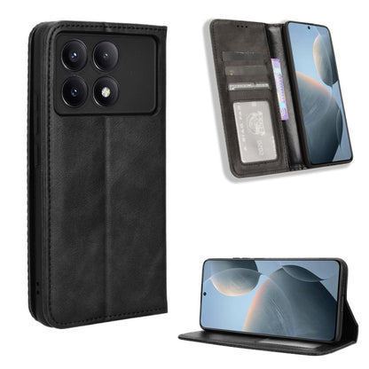 For Xiaomi Redmi K70 / K70 Pro Magnetic Buckle Retro Texture Leather Phone Case(Black) - K70 Pro Cases by PMC Jewellery | Online Shopping South Africa | PMC Jewellery | Buy Now Pay Later Mobicred