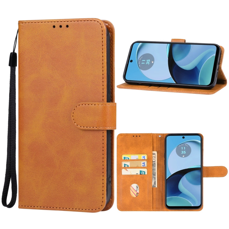 For Motorola Moto G54 Leather Phone Case(Brown) - Motorola Cases by PMC Jewellery | Online Shopping South Africa | PMC Jewellery | Buy Now Pay Later Mobicred