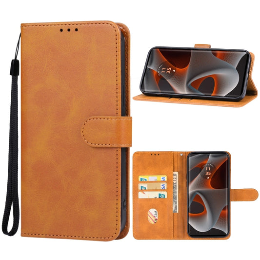 For Motorola Edge 50 Pro Leather Phone Case(Brown) - Motorola Cases by PMC Jewellery | Online Shopping South Africa | PMC Jewellery | Buy Now Pay Later Mobicred