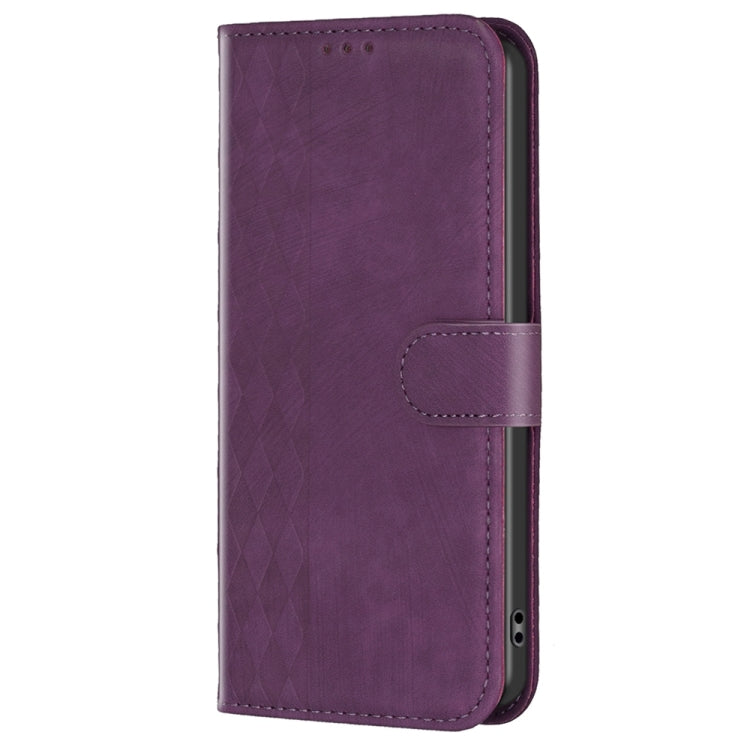 For Xiaomi Redmi Note 12 5G Global Plaid Embossed Leather Phone Case(Purple) - Xiaomi Cases by PMC Jewellery | Online Shopping South Africa | PMC Jewellery | Buy Now Pay Later Mobicred