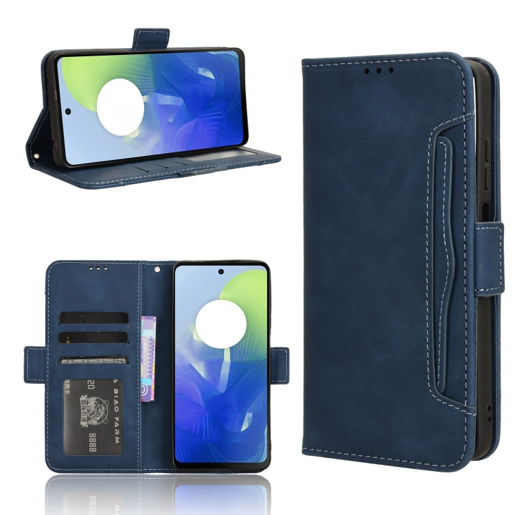 For Motorola Moto G04 / G24 Skin Feel Calf Texture Card Slots Leather Phone Case(Blue) - Motorola Cases by PMC Jewellery | Online Shopping South Africa | PMC Jewellery | Buy Now Pay Later Mobicred