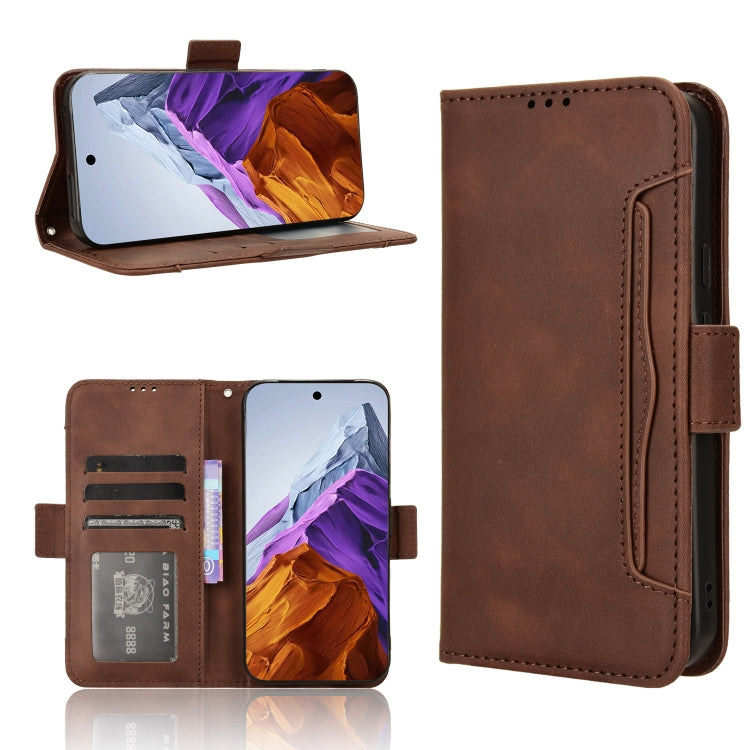 For Google Pixel 9 Pro Skin Feel Calf Texture Card Slots Leather Phone Case(Brown) - Google Cases by PMC Jewellery | Online Shopping South Africa | PMC Jewellery | Buy Now Pay Later Mobicred