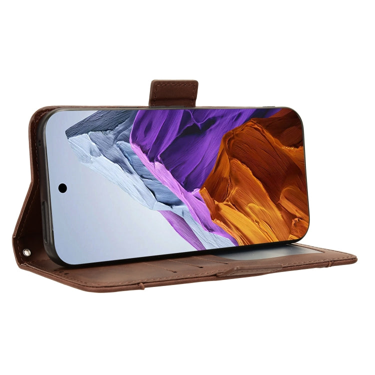 For Google Pixel 9 Pro Skin Feel Calf Texture Card Slots Leather Phone Case(Brown) - Google Cases by PMC Jewellery | Online Shopping South Africa | PMC Jewellery | Buy Now Pay Later Mobicred