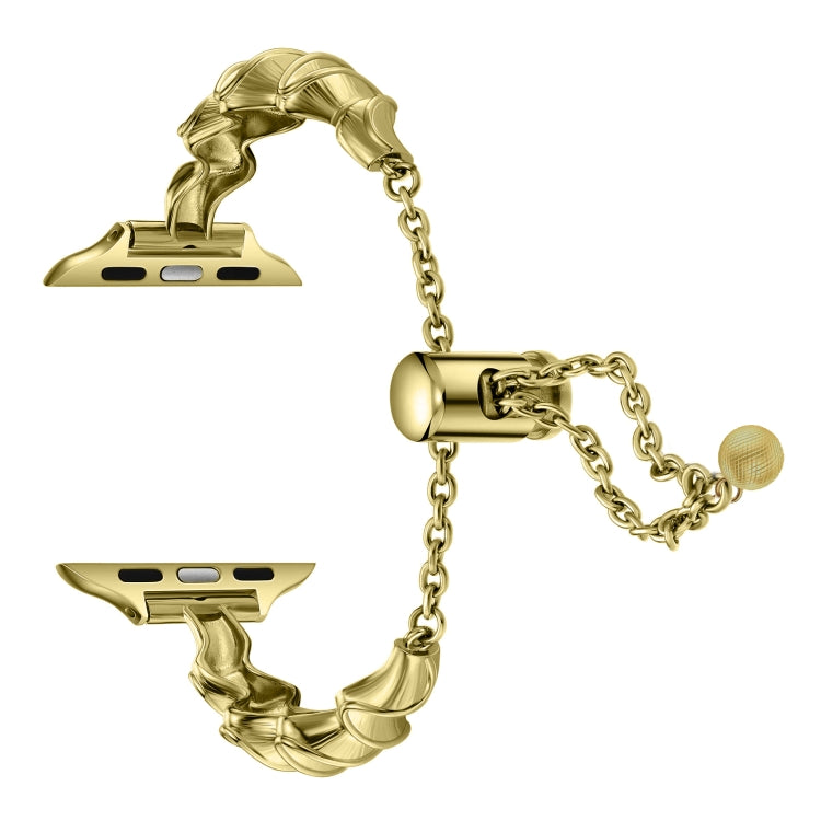Ribbon Wave Metal Watch Band For Apple Watch 9 41mm(Gold) - free shipping - PMC TechLife - Order now!