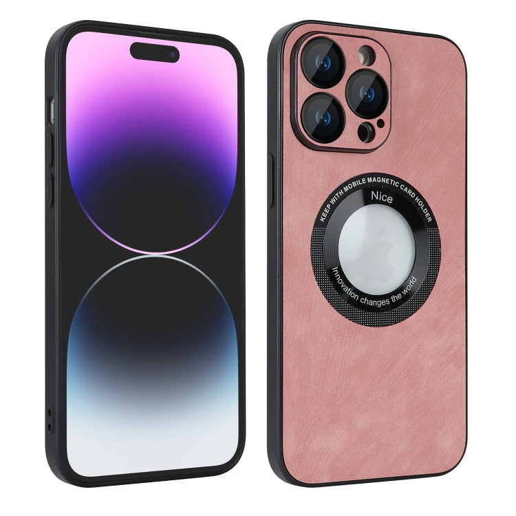 For iPhone 14 Pro Skin Feel Leather MagSafe Magnetic Phone Case(Pink) - iPhone 14 Pro Cases by PMC Jewellery | Online Shopping South Africa | PMC Jewellery