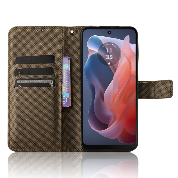For Motorola Moto G Play 4G 2024 Diamond Texture Leather Phone Case(Brown) - Motorola Cases by PMC Jewellery | Online Shopping South Africa | PMC Jewellery | Buy Now Pay Later Mobicred