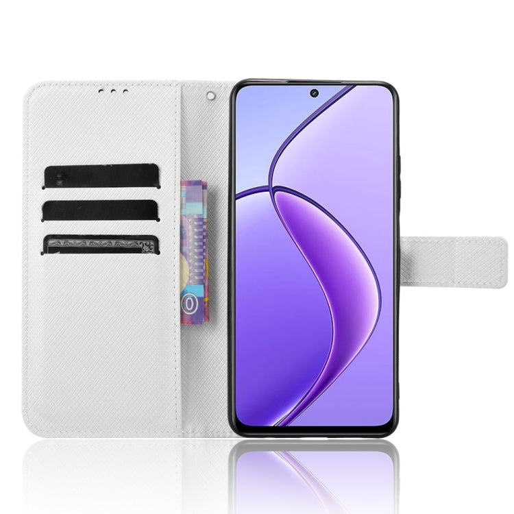 For Realme 12 5G / 12X 5G Diamond Texture Leather Phone Case(White) - Realme Cases by PMC TechLife | Online Shopping South Africa | PMC TechLife | Buy Now Pay Later Mobicred