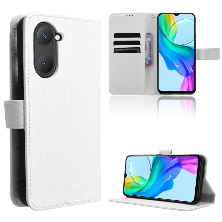 For vivo Y03 4G Diamond Texture Leather Phone Case(White) - vivo Cases by PMC TechLife | Online Shopping South Africa | PMC TechLife | Buy Now Pay Later Mobicred