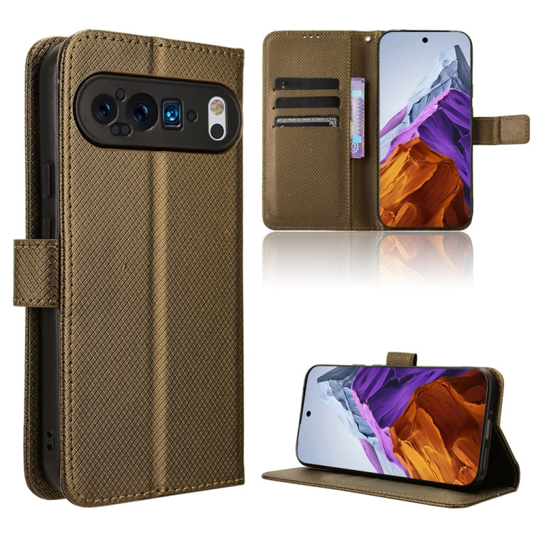 For Google Pixel 9 Diamond Texture Leather Phone Case(Brown) - Google Cases by PMC TechLife | Online Shopping South Africa | PMC TechLife | Buy Now Pay Later Mobicred