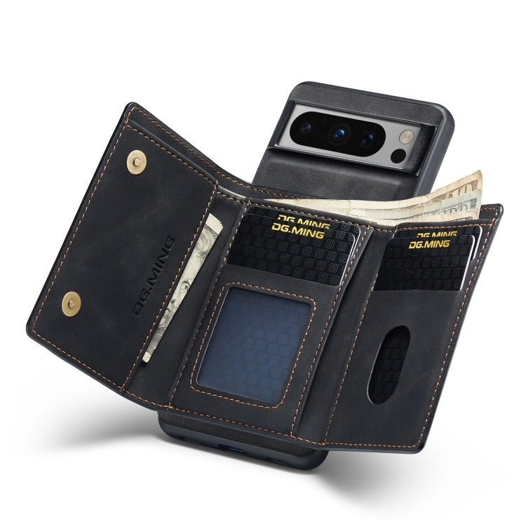 For Google Pixel 8 Pro DG.MING M1 Series 3-Fold Multi Card Wallet + Magnetic Phone Case(Black) - Google Cases by DG.MING | Online Shopping South Africa | PMC TechLife | Buy Now Pay Later Mobicred