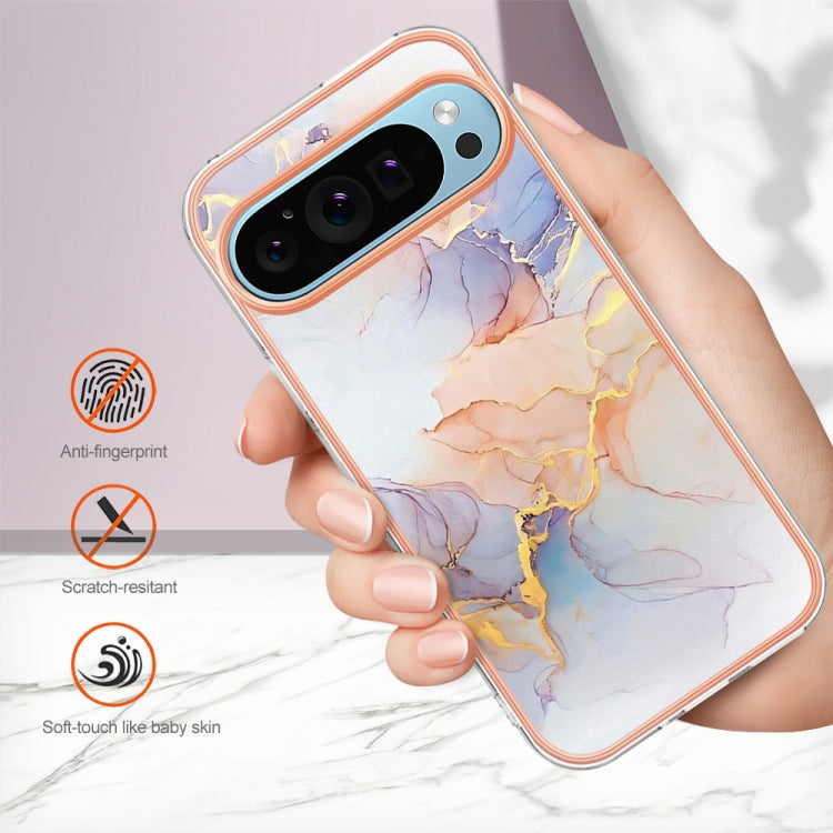 For Google Pixel 9 / 9 Pro Electroplating IMD TPU Phone Case(White Marble) - Google Cases by PMC Jewellery | Online Shopping South Africa | PMC Jewellery | Buy Now Pay Later Mobicred