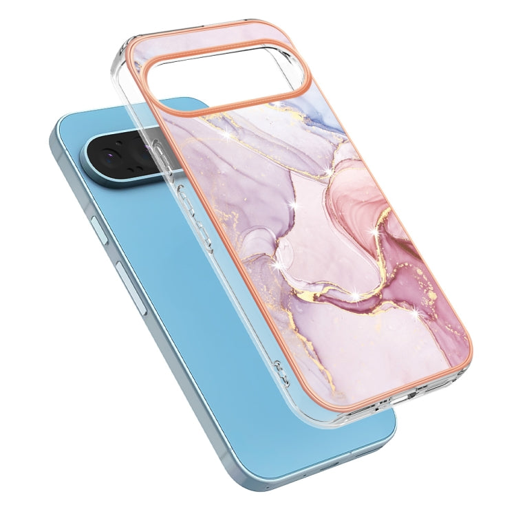 For Google Pixel 9 / 9 Pro Electroplating Marble Dual-side IMD Phone Case(Rose Gold 005) - Google Cases by PMC Jewellery | Online Shopping South Africa | PMC Jewellery | Buy Now Pay Later Mobicred