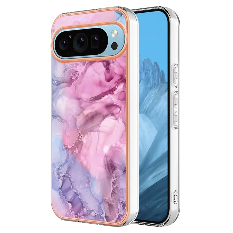 For Google Pixel 9 / 9 Pro Electroplating Marble Dual-side IMD Phone Case(Pink 013) - Google Cases by PMC Jewellery | Online Shopping South Africa | PMC Jewellery | Buy Now Pay Later Mobicred