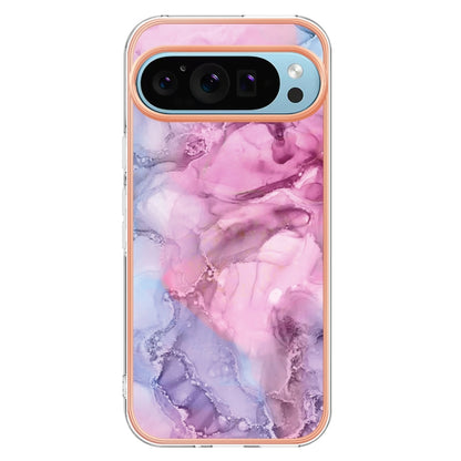 For Google Pixel 9 / 9 Pro Electroplating Marble Dual-side IMD Phone Case(Pink 013) - Google Cases by PMC Jewellery | Online Shopping South Africa | PMC Jewellery | Buy Now Pay Later Mobicred