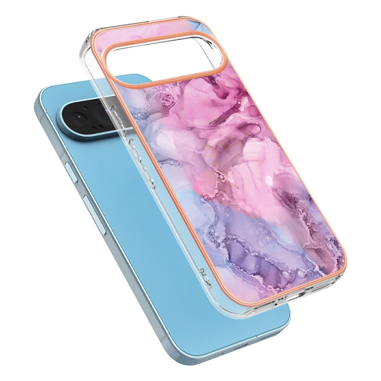 For Google Pixel 9 / 9 Pro Electroplating Marble Dual-side IMD Phone Case(Pink 013) - Google Cases by PMC Jewellery | Online Shopping South Africa | PMC Jewellery | Buy Now Pay Later Mobicred