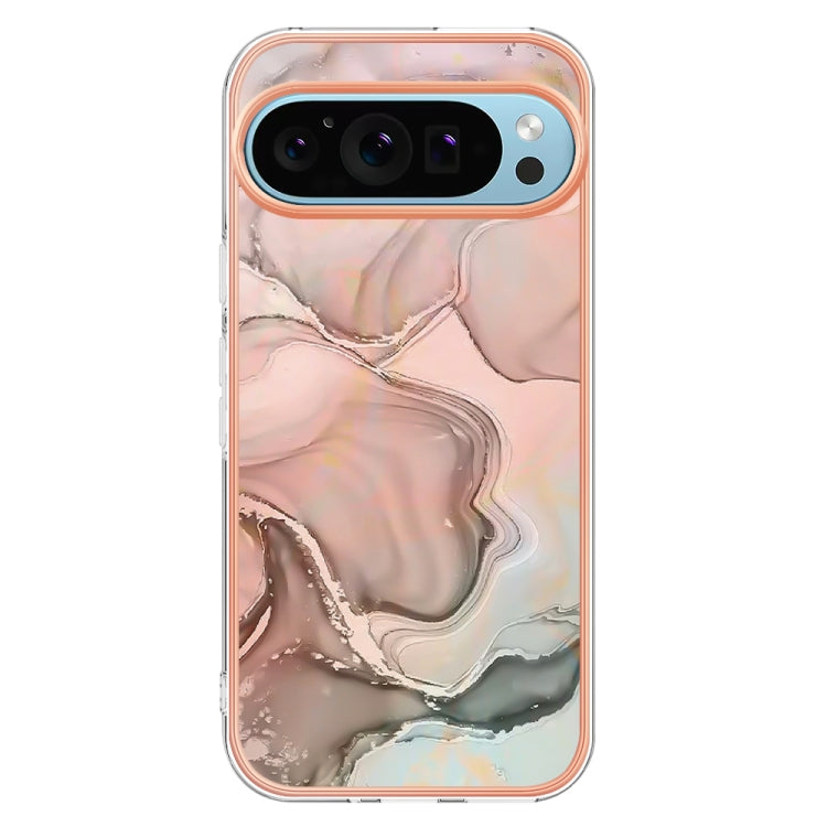 For Google Pixel 9 / 9 Pro Electroplating Marble Dual-side IMD Phone Case(Rose Gold 015) - Google Cases by PMC Jewellery | Online Shopping South Africa | PMC Jewellery | Buy Now Pay Later Mobicred