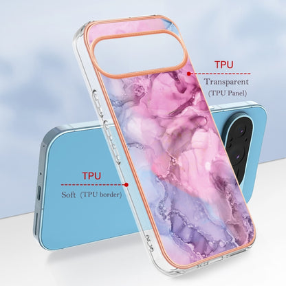 For Google Pixel 9 Pro XL Electroplating Marble Dual-side IMD Phone Case(Pink 013) - Google Cases by PMC Jewellery | Online Shopping South Africa | PMC Jewellery | Buy Now Pay Later Mobicred