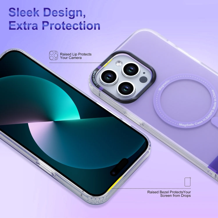 For iPhone 14 Pro Max PC + TPU IMD MagSafe Magnetic Phone Case(Purple) - iPhone 14 Pro Max Cases by PMC TechLife | Online Shopping South Africa | PMC TechLife