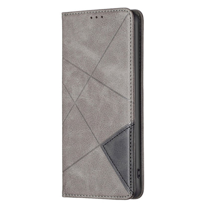 For Xiaomi Poco F5 5G / Redmi Note 12 Turbo Rhombus Texture Magnetic Leather Phone Case(Grey) - Xiaomi Cases by PMC Jewellery | Online Shopping South Africa | PMC Jewellery | Buy Now Pay Later Mobicred