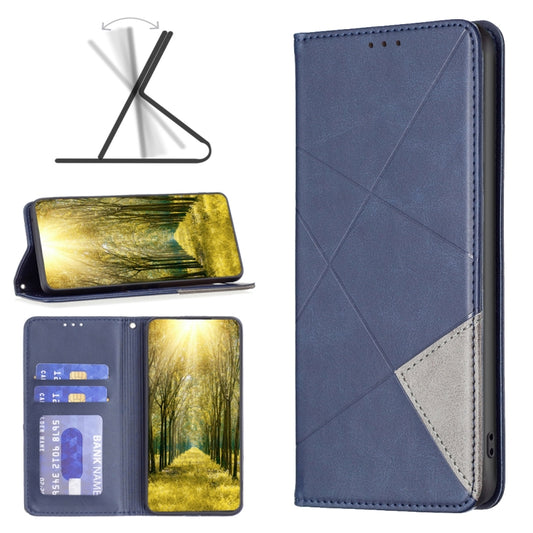 For Xiaomi Redmi 12 4G Rhombus Texture Magnetic Leather Phone Case(Blue) - Xiaomi Cases by PMC Jewellery | Online Shopping South Africa | PMC Jewellery | Buy Now Pay Later Mobicred