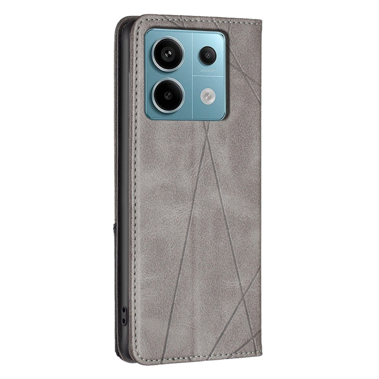 For Xiaomi Redmi Note 13 Pro 5G Rhombus Texture Magnetic Leather Phone Case(Grey) - Xiaomi Cases by PMC TechLife | Online Shopping South Africa | PMC TechLife | Buy Now Pay Later Mobicred