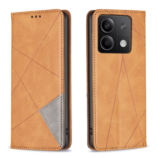 For Xiaomi Redmi Note 13 Rhombus Texture Magnetic Leather Phone Case(Yellow) - Xiaomi Cases by PMC Jewellery | Online Shopping South Africa | PMC Jewellery | Buy Now Pay Later Mobicred