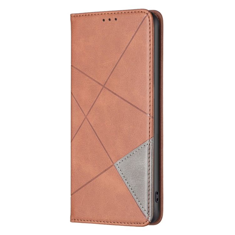 For Xiaomi Redmi Note 13 Rhombus Texture Magnetic Leather Phone Case(Brown) - Xiaomi Cases by PMC TechLife | Online Shopping South Africa | PMC TechLife | Buy Now Pay Later Mobicred