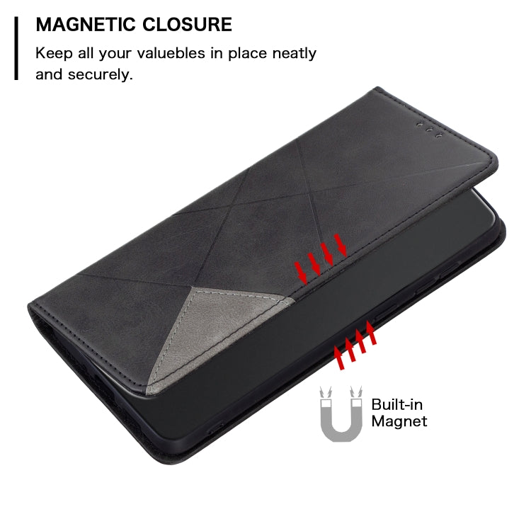 For Xiaomi Redmi Note 13 Rhombus Texture Magnetic Leather Phone Case(Black) - Xiaomi Cases by PMC TechLife | Online Shopping South Africa | PMC TechLife | Buy Now Pay Later Mobicred