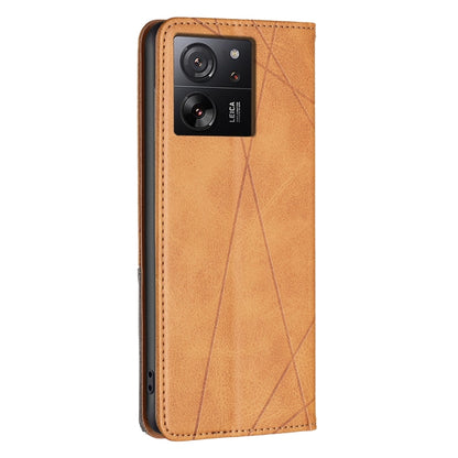 For Xiaomi 13T / 13T Pro / Redmi K60 Ultra Rhombus Texture Magnetic Leather Phone Case(Yellow) - Redmi K60 Ultra Cases by PMC Jewellery | Online Shopping South Africa | PMC Jewellery | Buy Now Pay Later Mobicred